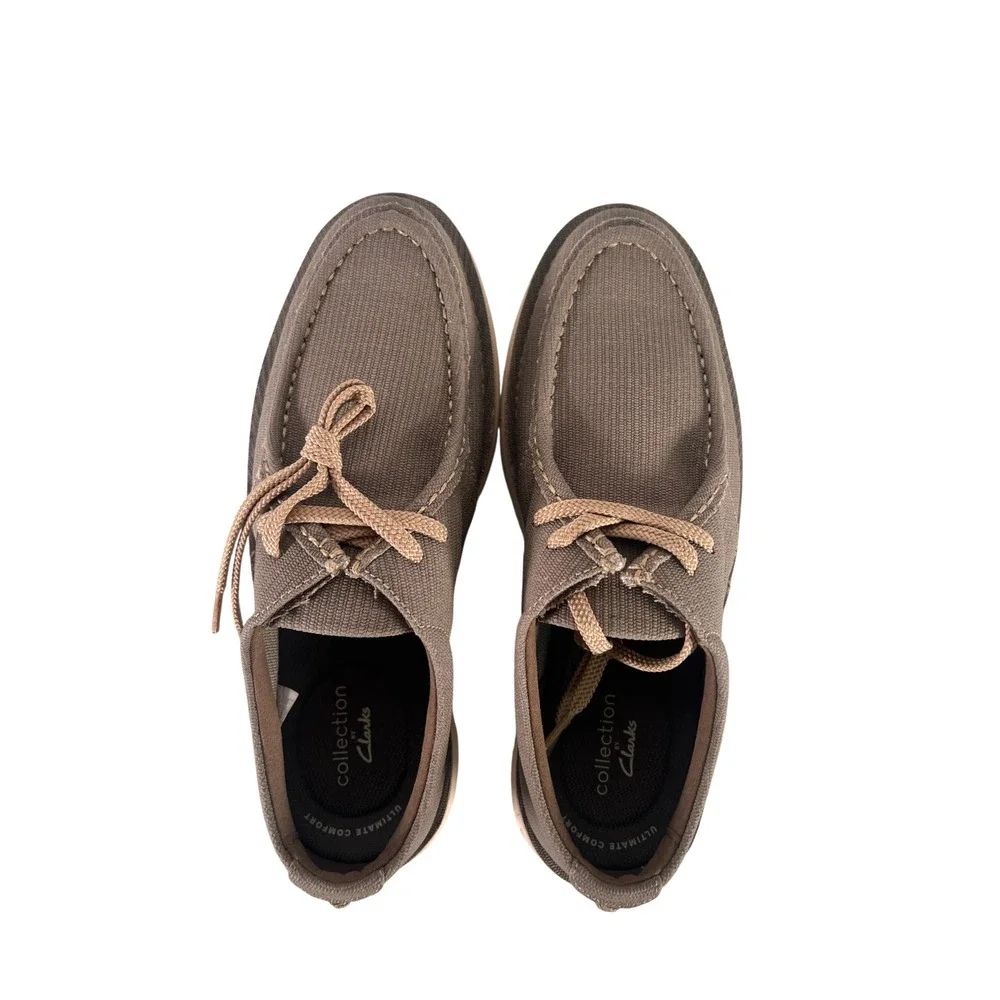 Clarks Men's Forge Run Moc-Toe‎ Leather Cushioned Slip On Shoes Olive Size 9